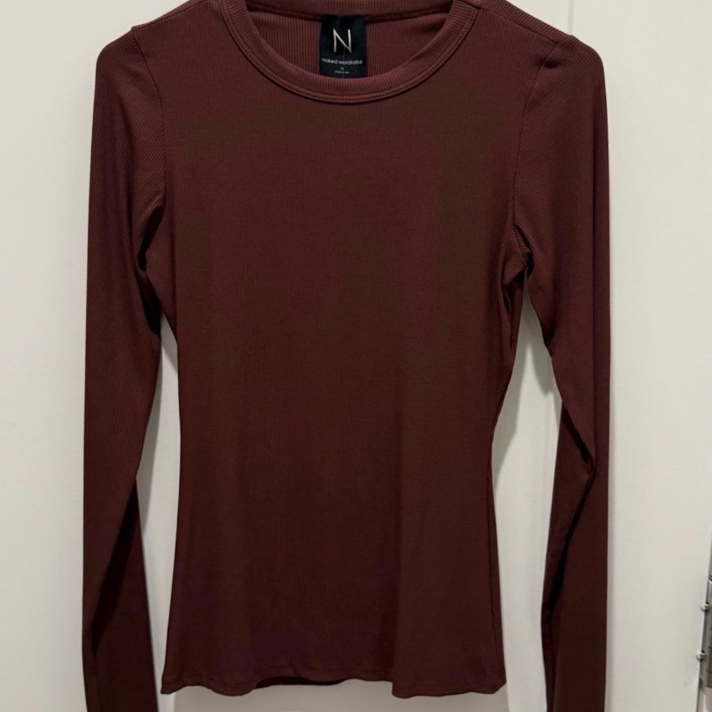Naked Wardrobe Rich Brown Long Sleeve Top
